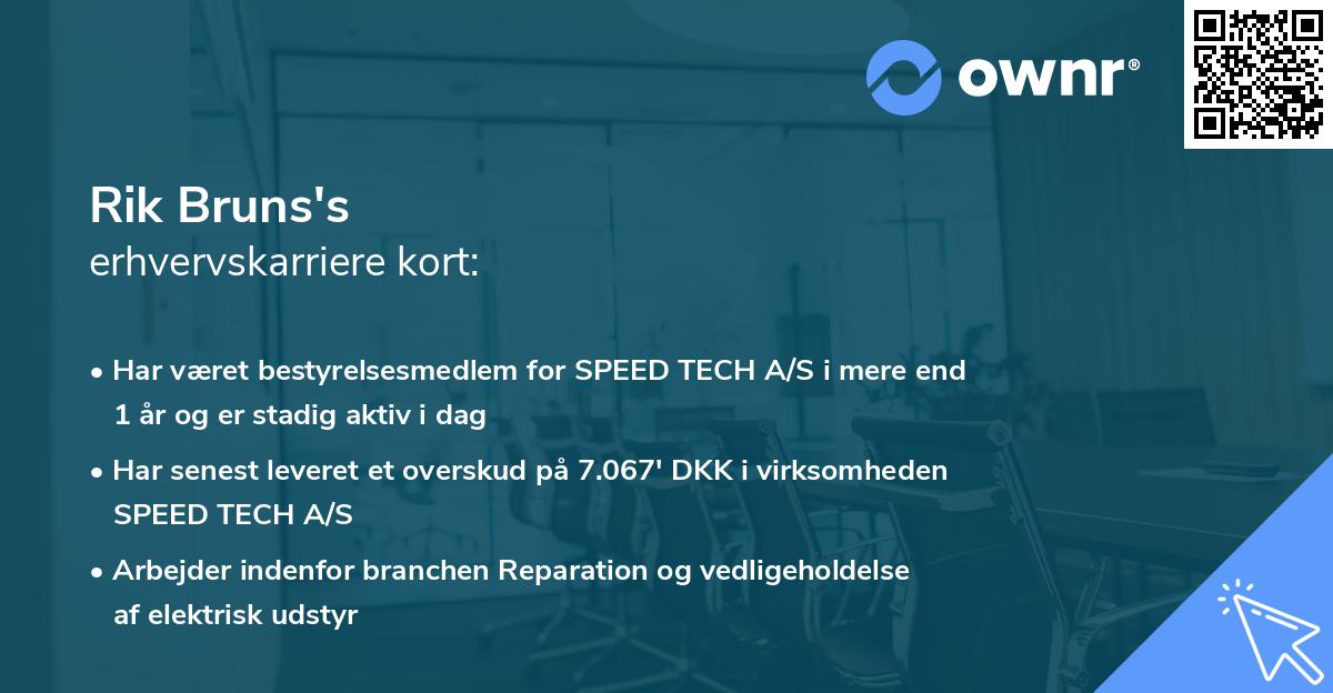 Rik Bruns's erhvervskarriere kort