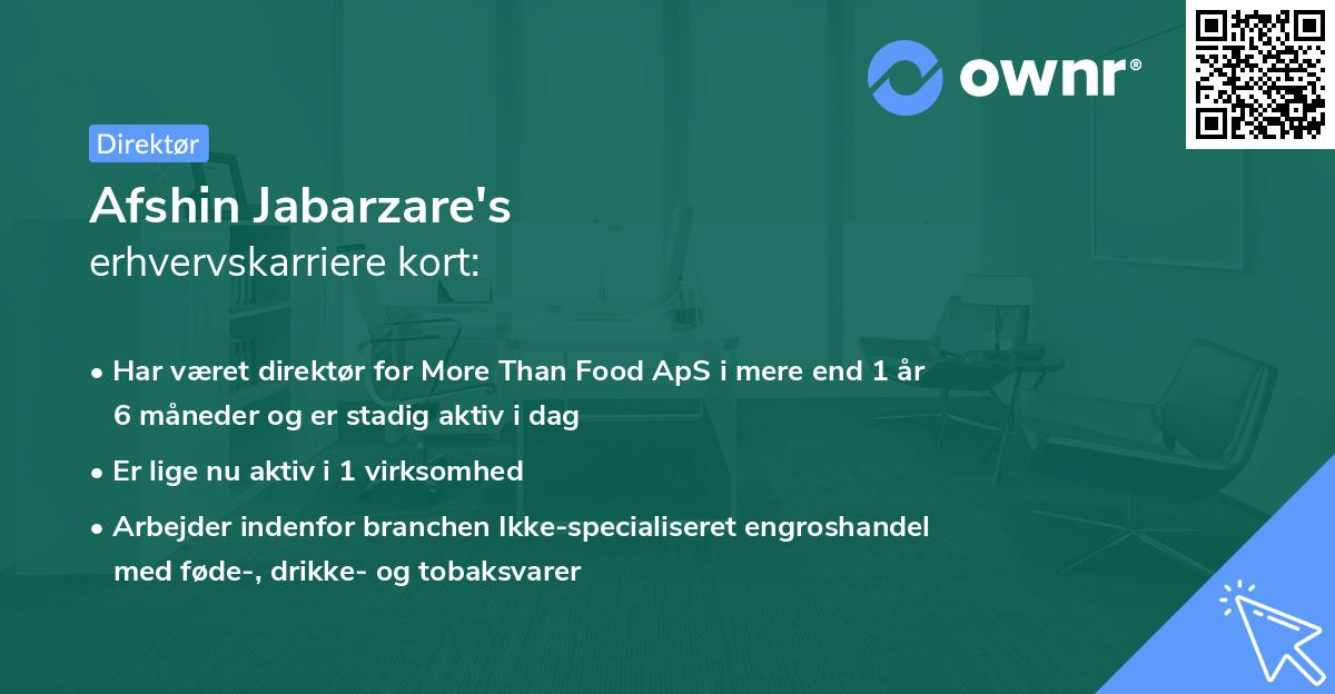 Afshin Jabarzare's erhvervskarriere kort