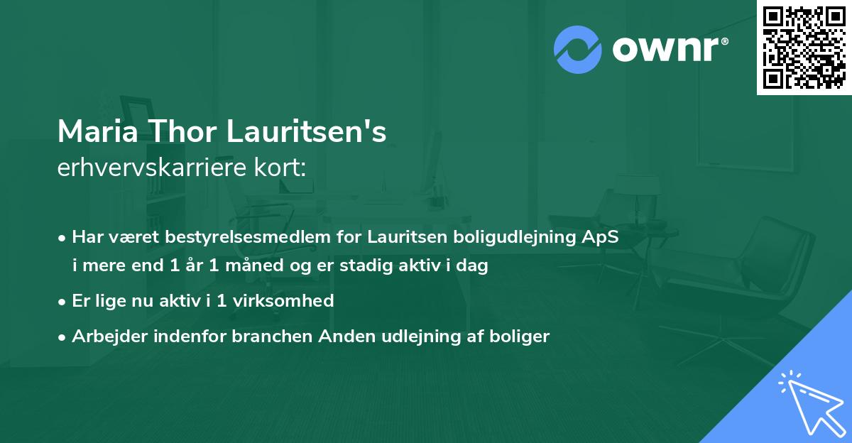 Maria Thor Lauritsen's erhvervskarriere kort