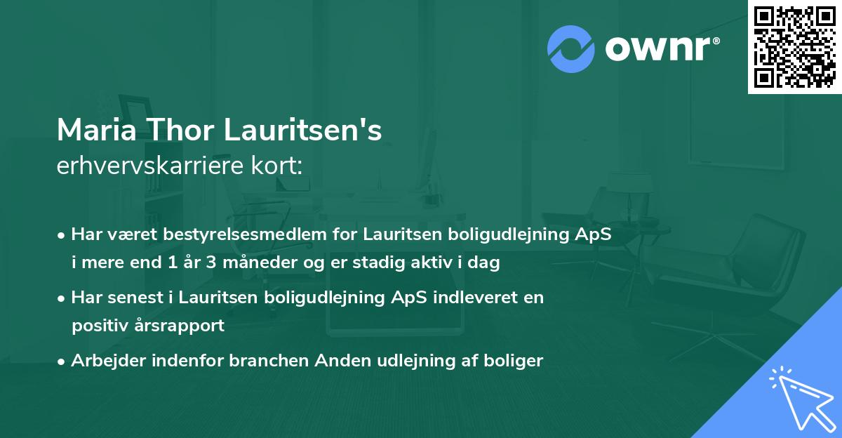 Maria Thor Lauritsen's erhvervskarriere kort