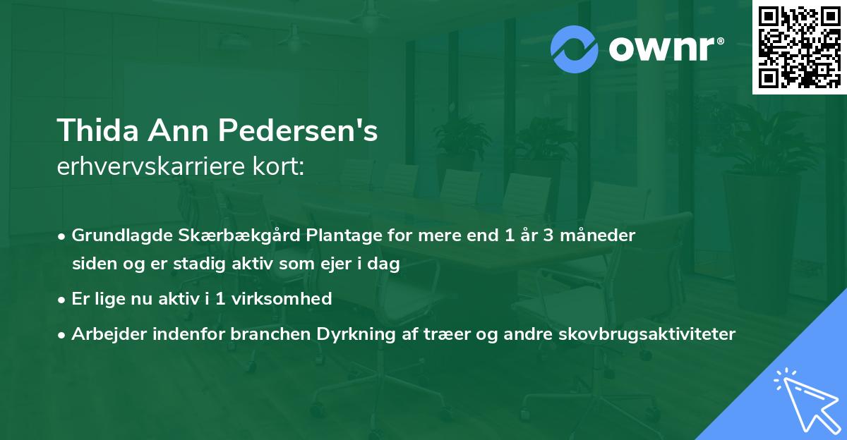 Thida Ann Pedersen's erhvervskarriere kort
