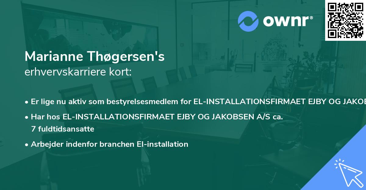 Marianne Thøgersen's erhvervskarriere kort