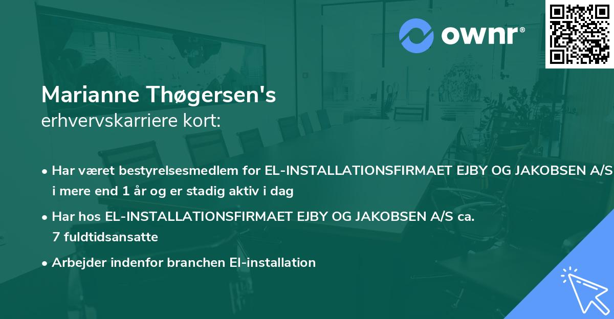 Marianne Thøgersen's erhvervskarriere kort