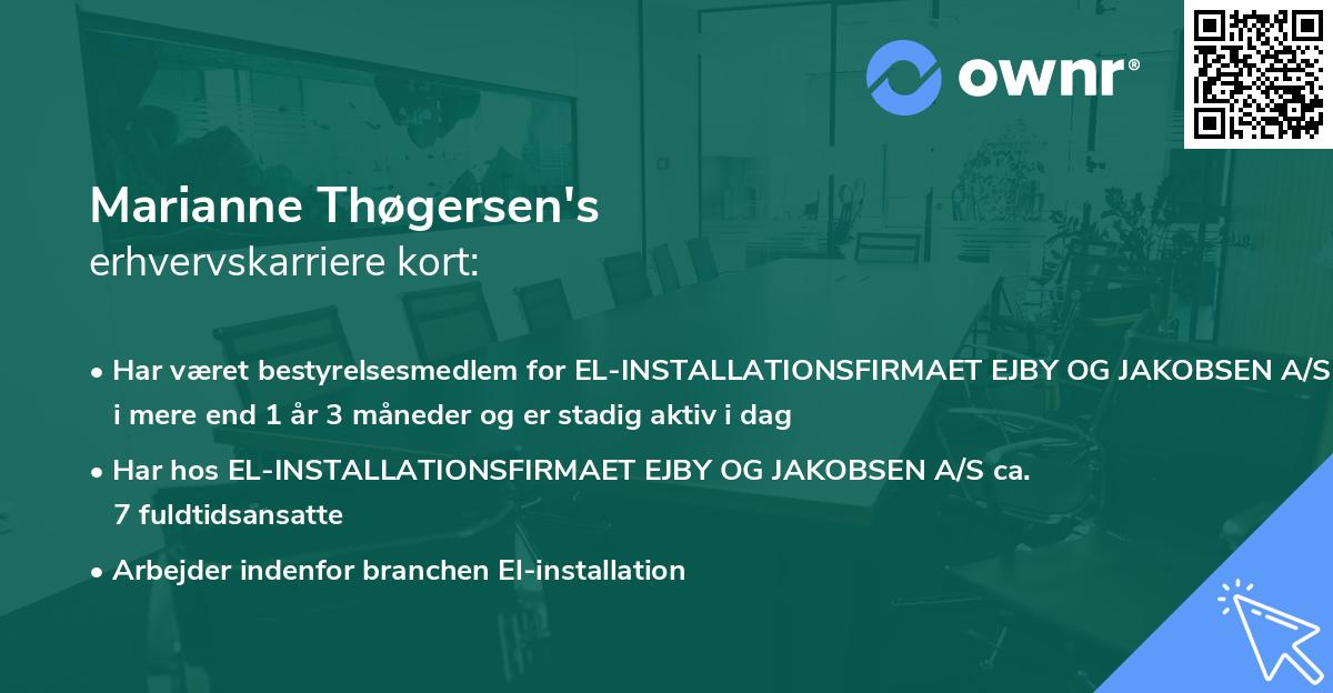 Marianne Thøgersen's erhvervskarriere kort
