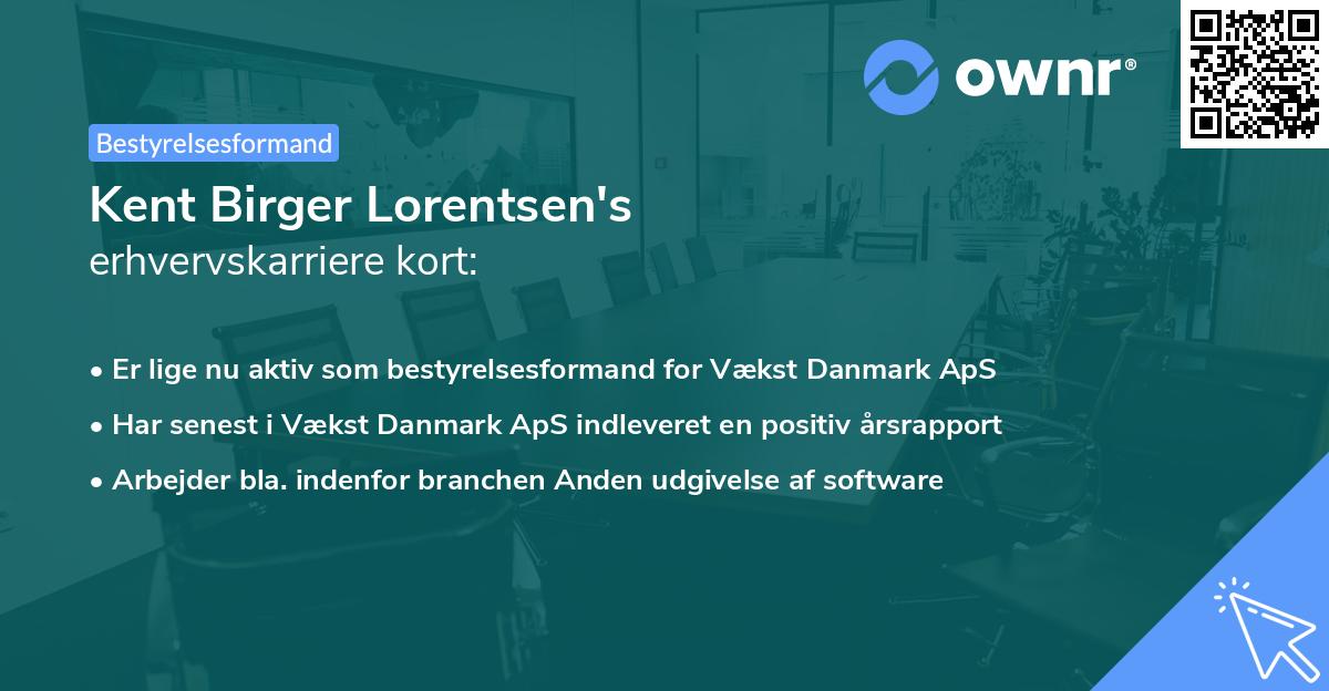 Kent Birger Lorentsen's erhvervskarriere kort