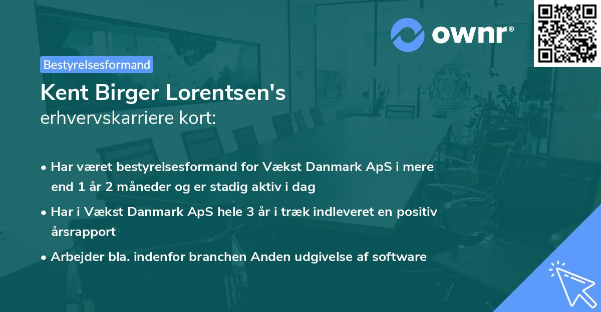 Kent Birger Lorentsen's erhvervskarriere kort