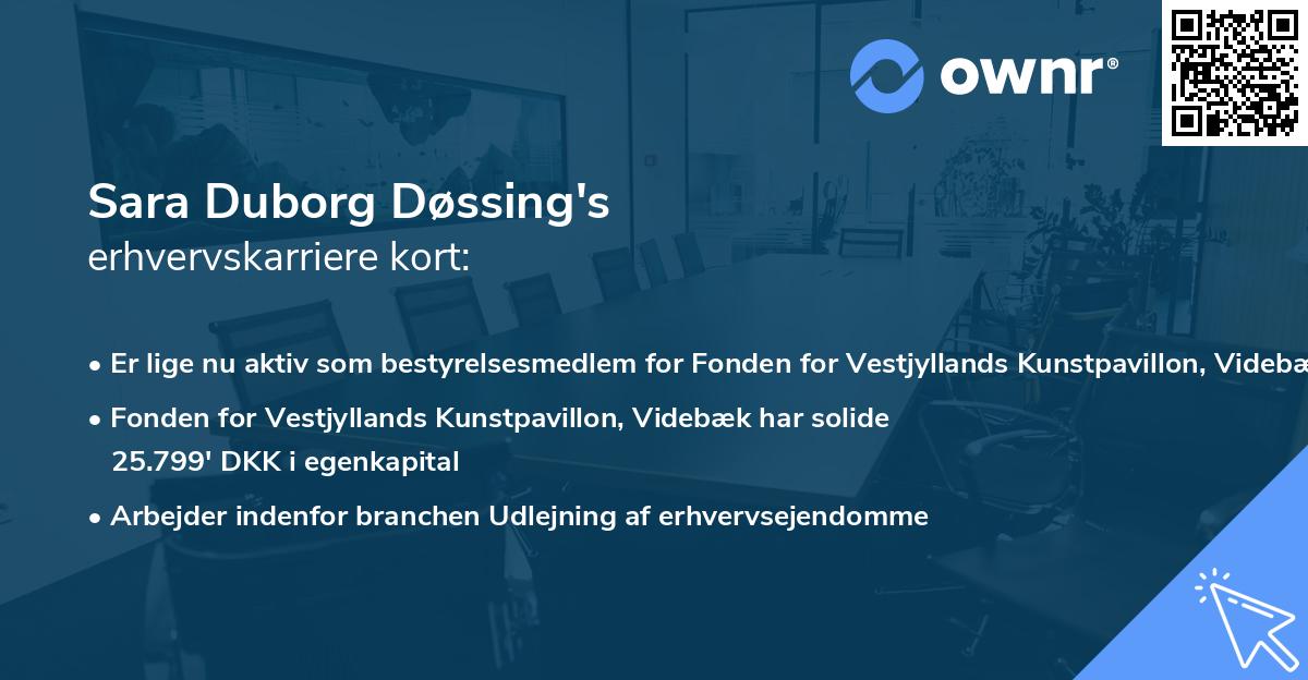 Sara Duborg Døssing's erhvervskarriere kort