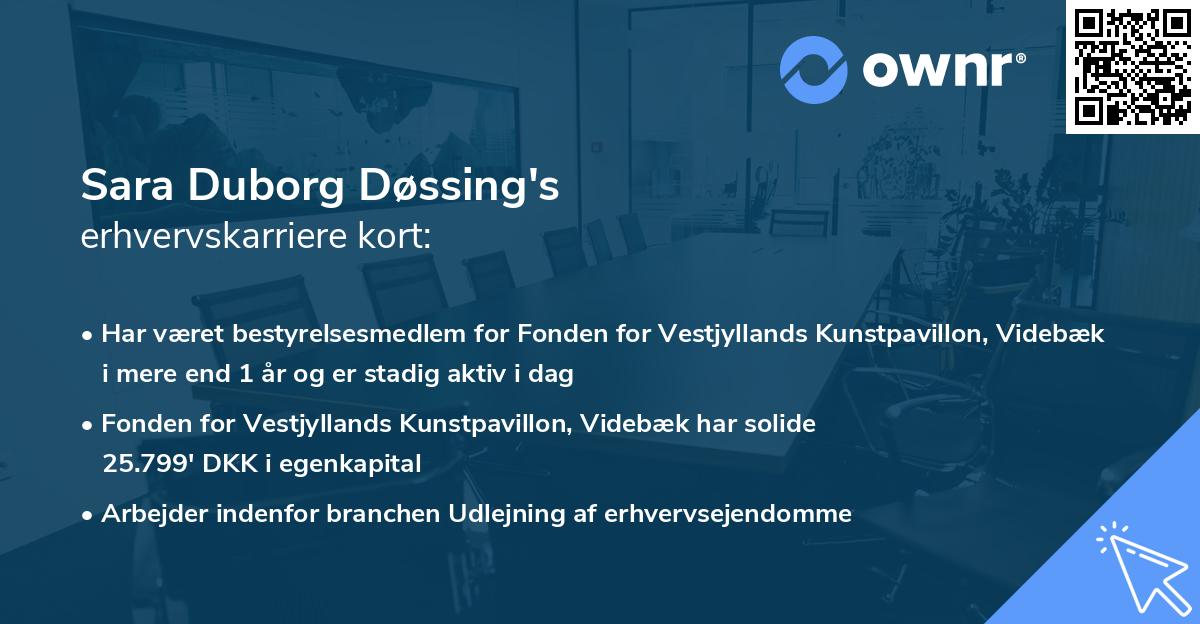 Sara Duborg Døssing's erhvervskarriere kort