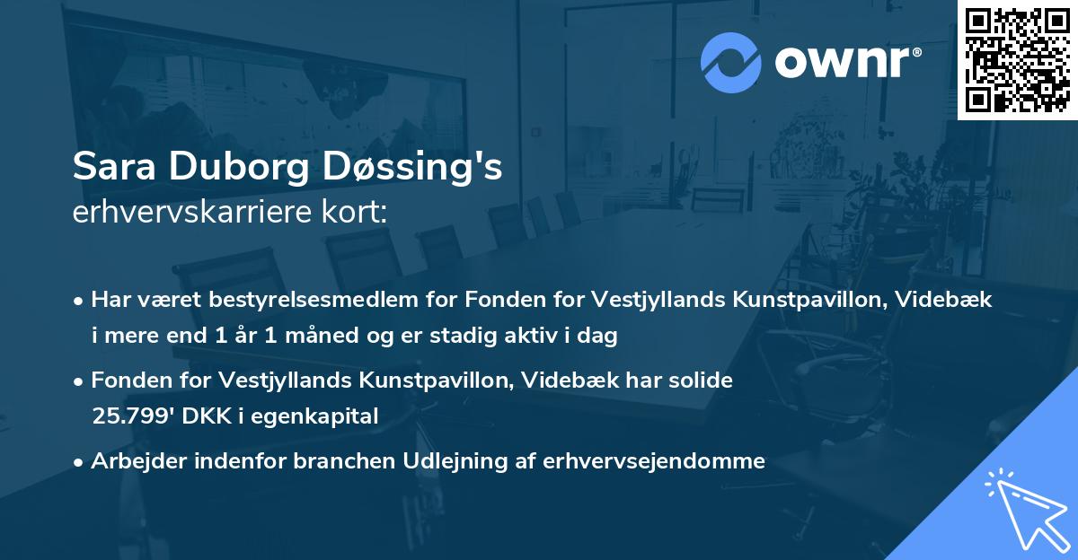 Sara Duborg Døssing's erhvervskarriere kort