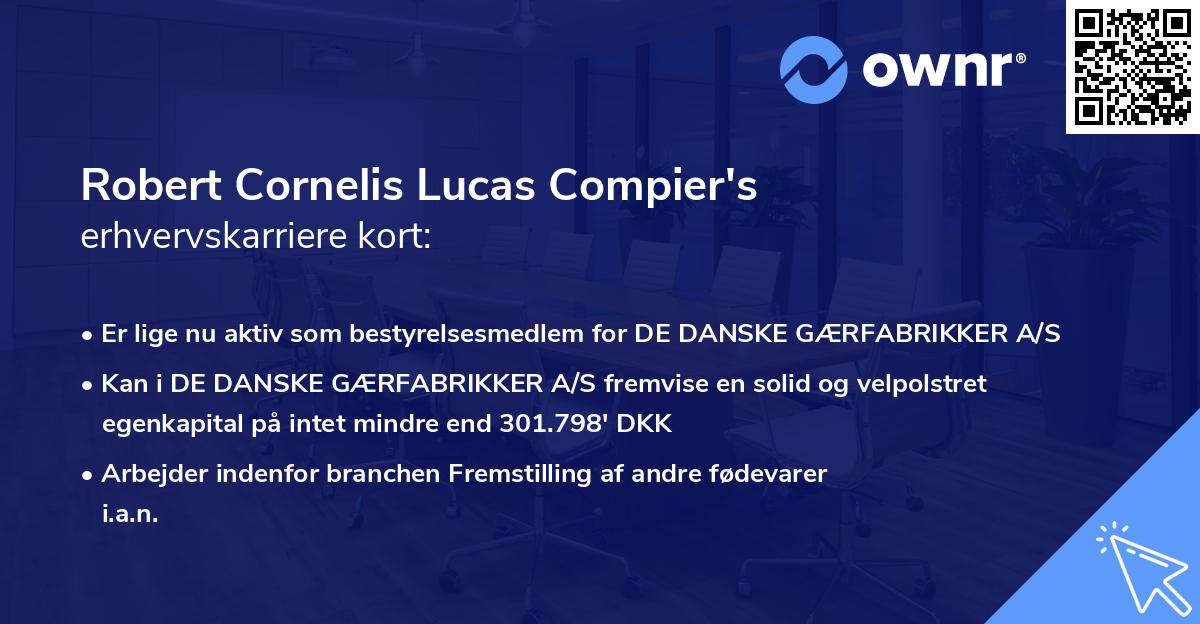 Robert Cornelis Lucas Compier's erhvervskarriere kort