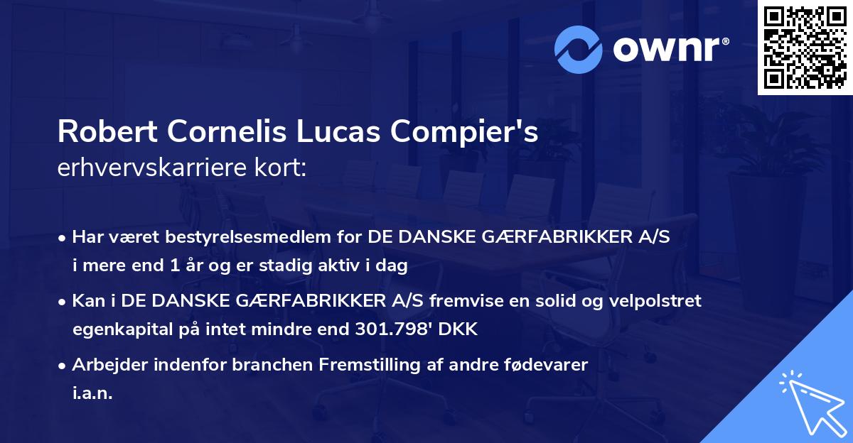 Robert Cornelis Lucas Compier's erhvervskarriere kort