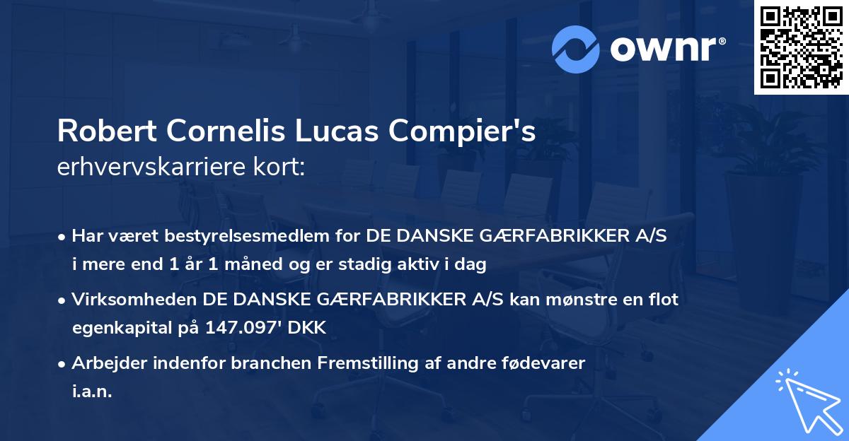 Robert Cornelis Lucas Compier's erhvervskarriere kort