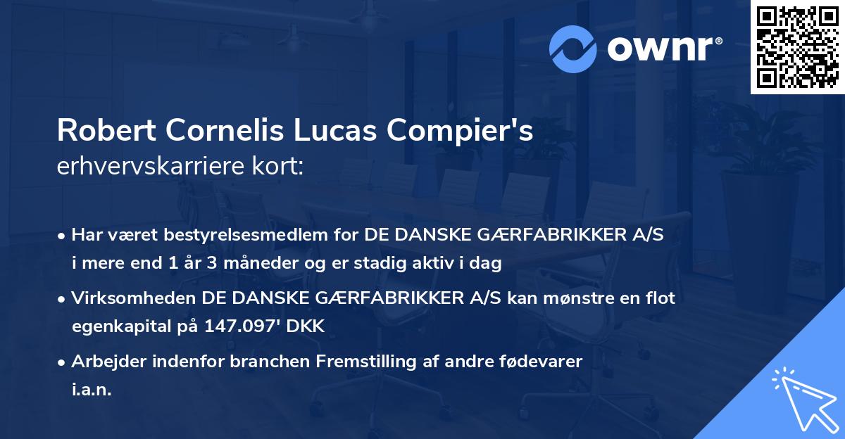 Robert Cornelis Lucas Compier's erhvervskarriere kort