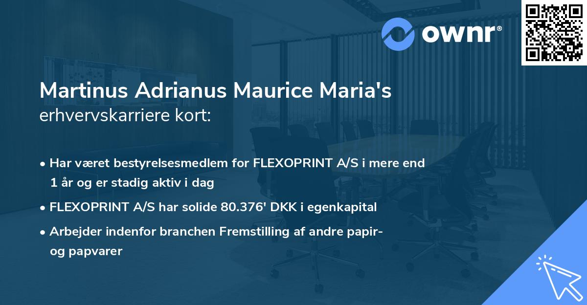 Martinus Adrianus Maurice Maria's erhvervskarriere kort