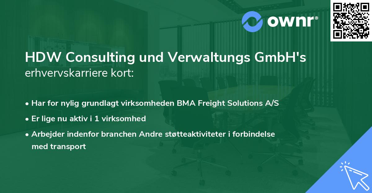 HDW Consulting und Verwaltungs GmbH's erhvervskarriere kort