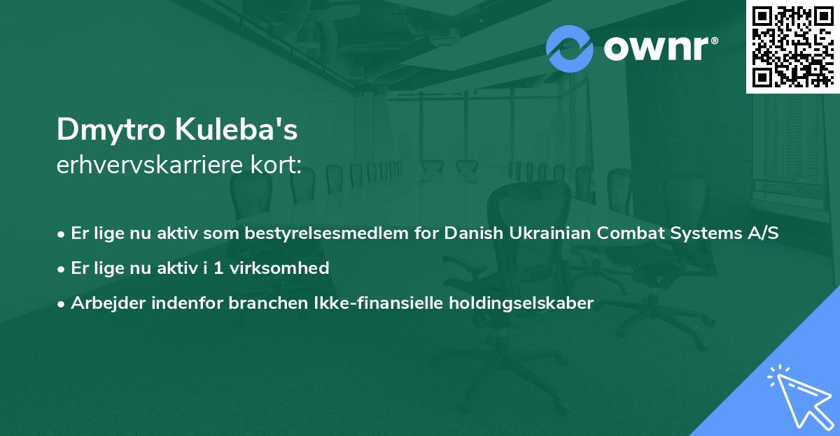 Dmytro Kuleba's erhvervskarriere kort