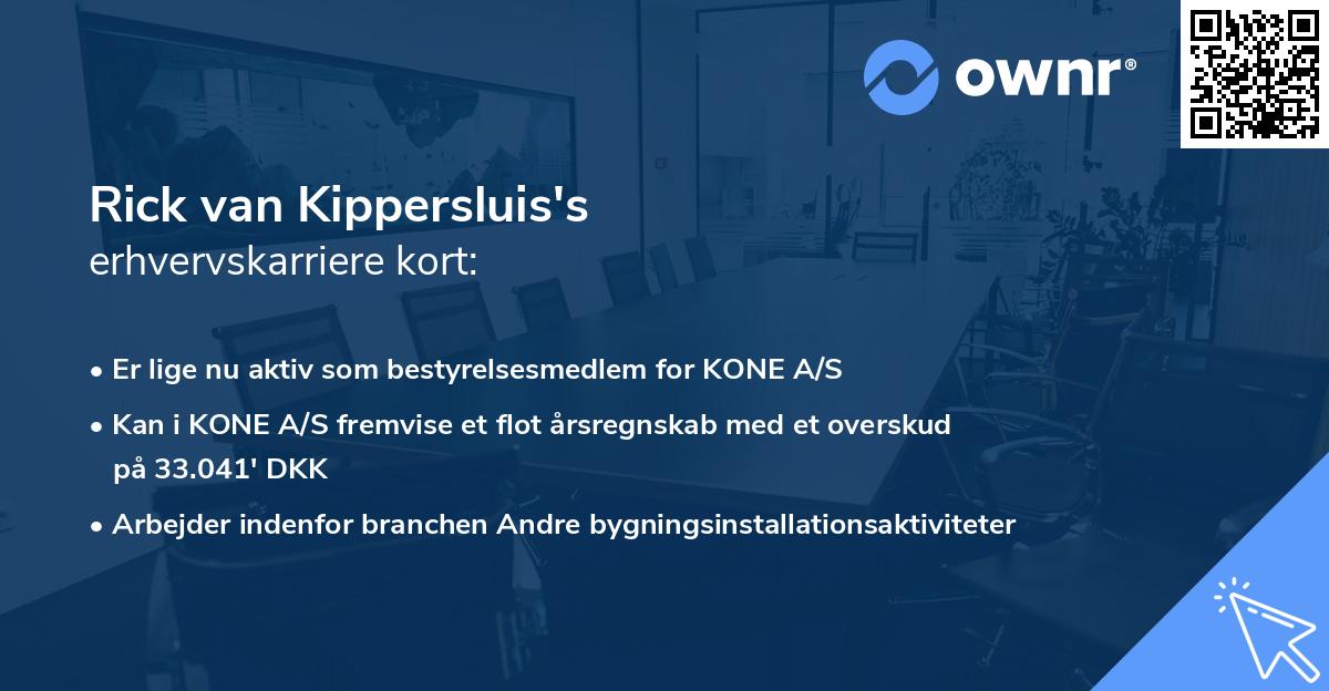 Rick van Kippersluis's erhvervskarriere kort