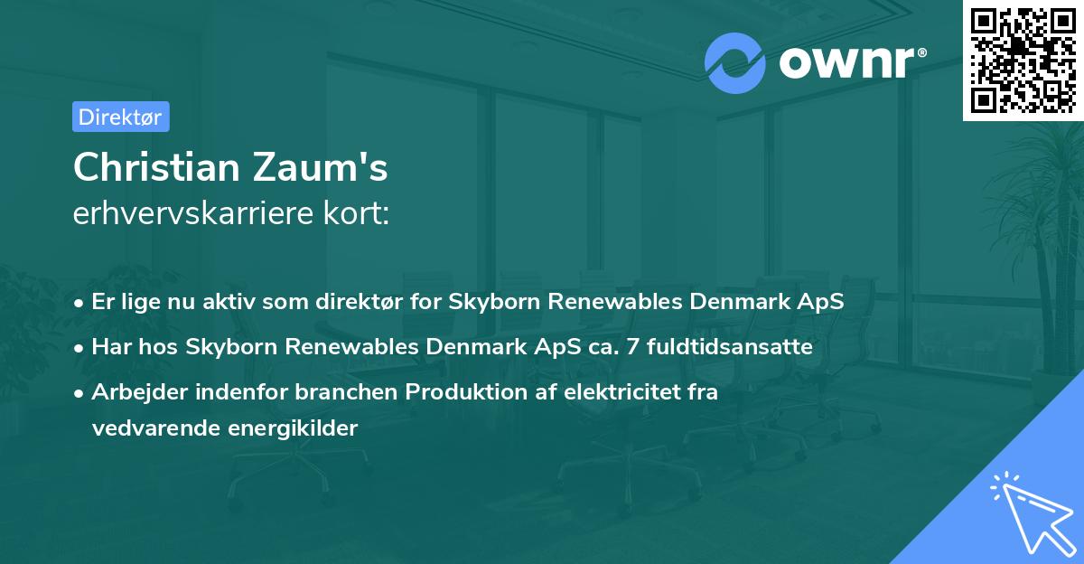 Christian Zaum's erhvervskarriere kort