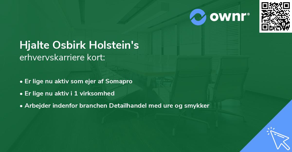 Hjalte Osbirk Holstein's erhvervskarriere kort