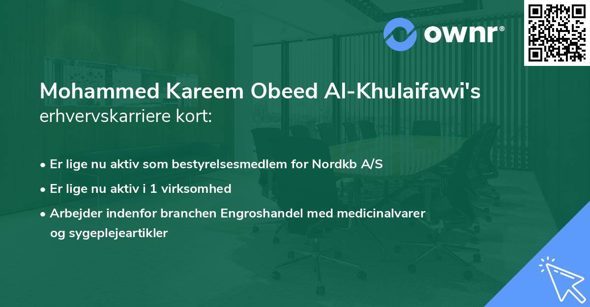 Mohammed Kareem Obeed Al-Khulaifawi's erhvervskarriere kort
