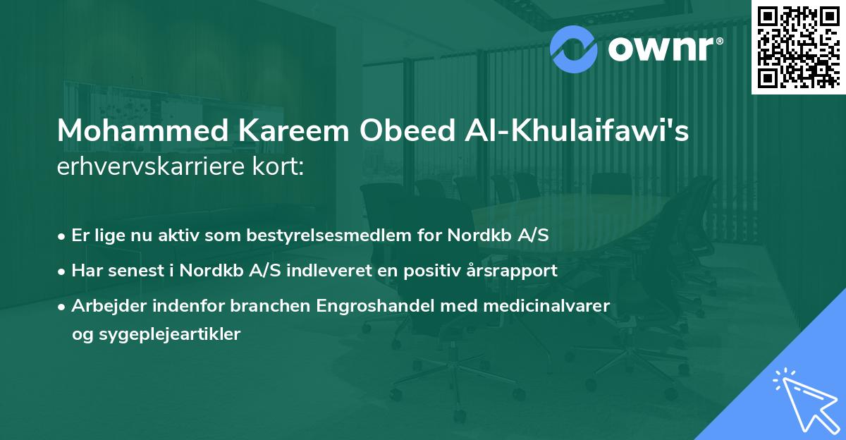Mohammed Kareem Obeed Al-Khulaifawi's erhvervskarriere kort