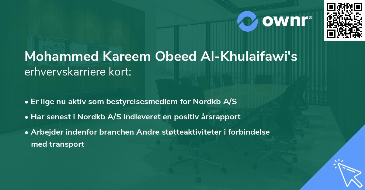 Mohammed Kareem Obeed Al-Khulaifawi's erhvervskarriere kort
