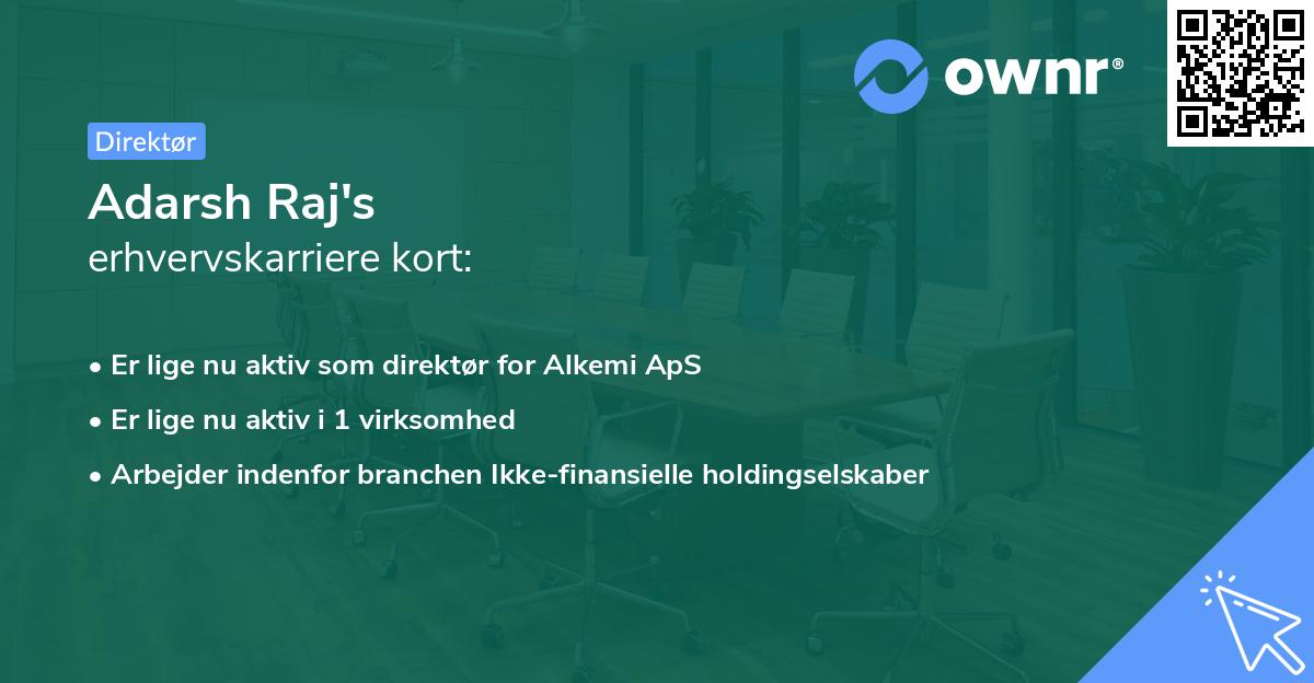 Adarsh Raj's erhvervskarriere kort