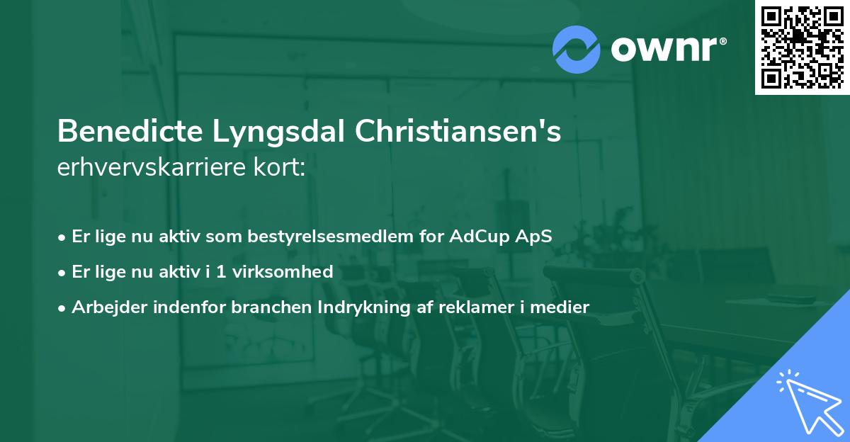 Benedicte Lyngsdal Christiansen's erhvervskarriere kort