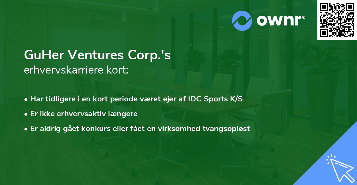 GuHer Ventures Corp.'s erhvervskarriere kort