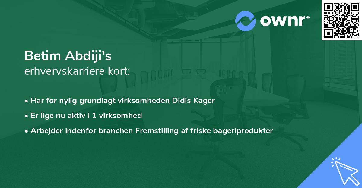 Betim Abdiji's erhvervskarriere kort