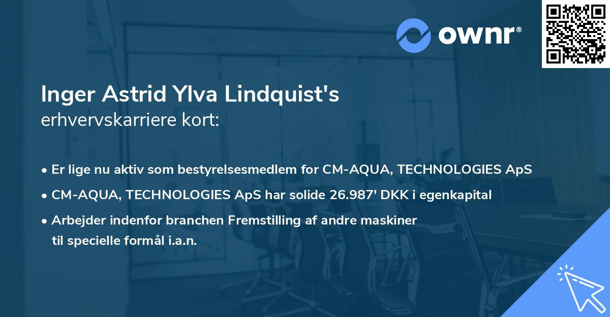 Inger Astrid Ylva Lindquist's erhvervskarriere kort