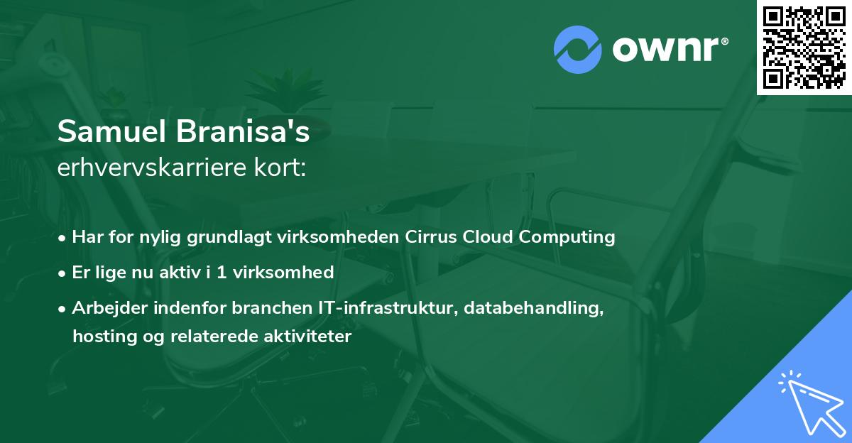 Samuel Branisa's erhvervskarriere kort