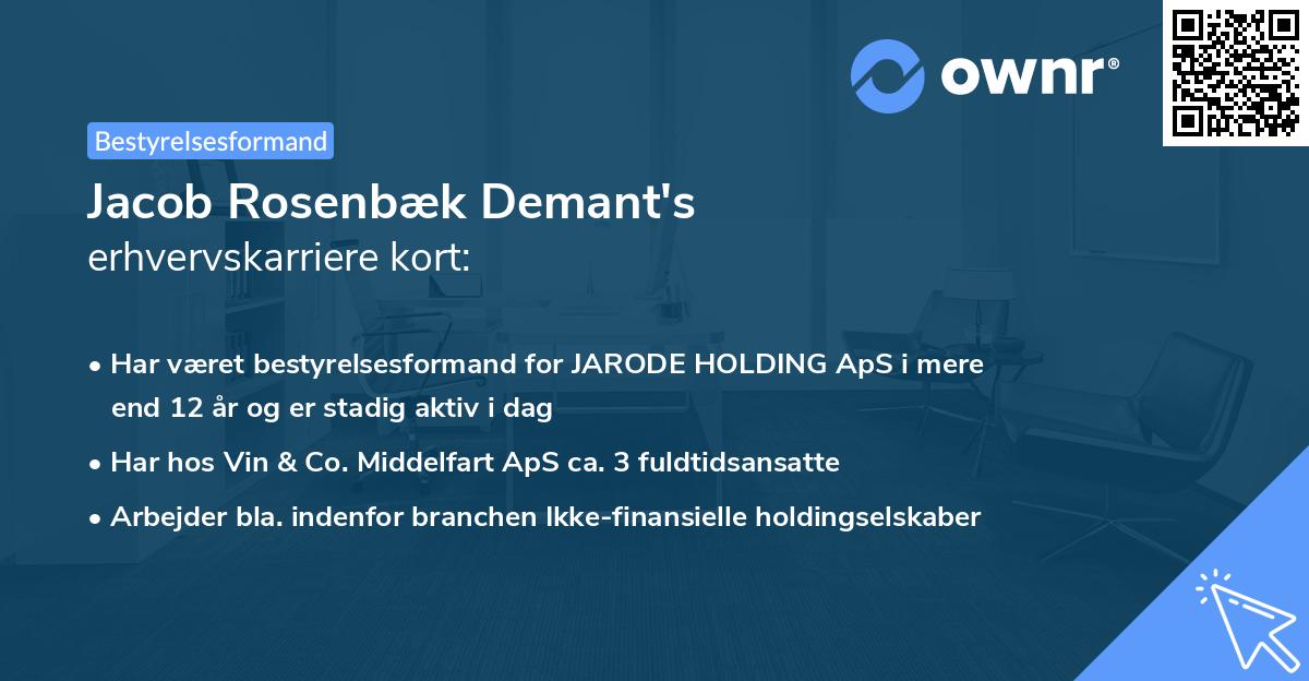 Jacob Rosenbæk Demant's erhvervskarriere kort