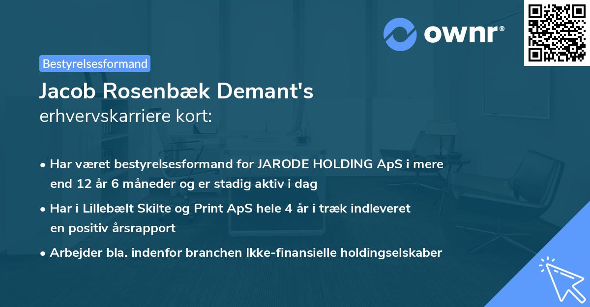 Jacob Rosenbæk Demant's erhvervskarriere kort