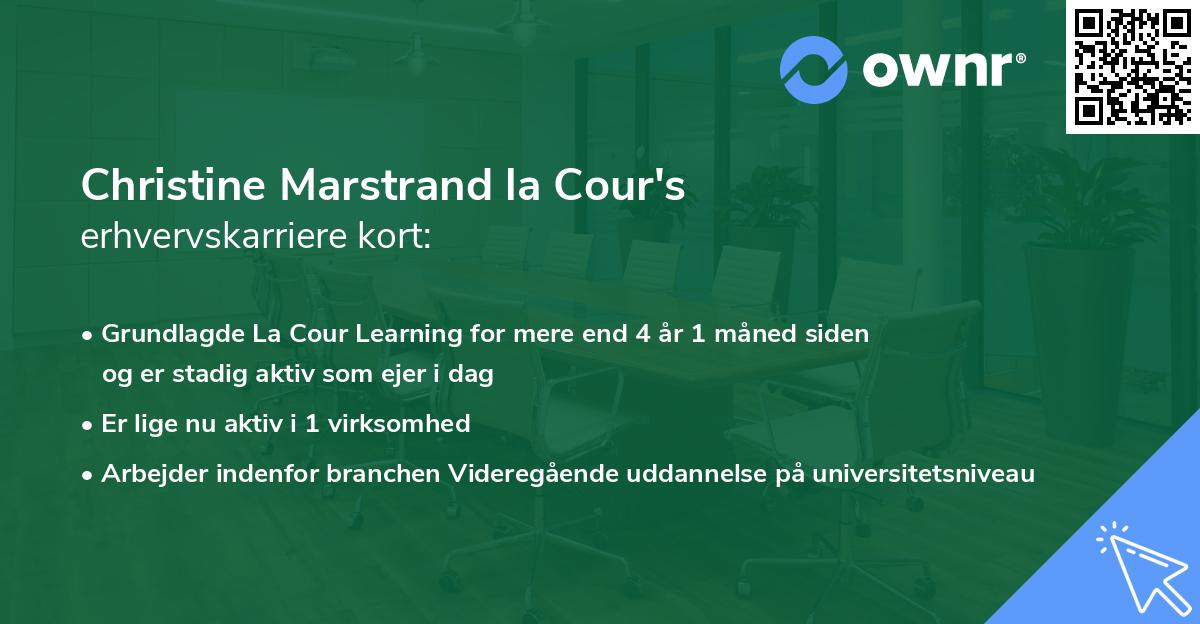 Christine Marstrand la Cour's erhvervskarriere kort