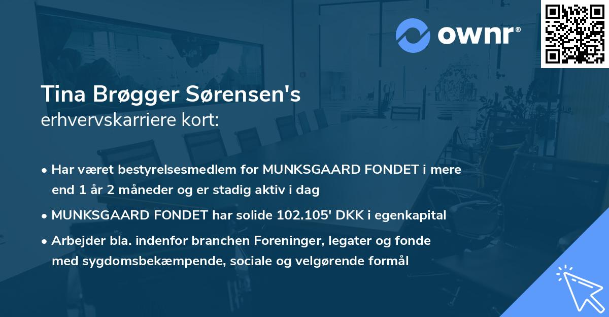 Tina Brøgger Sørensen's erhvervskarriere kort
