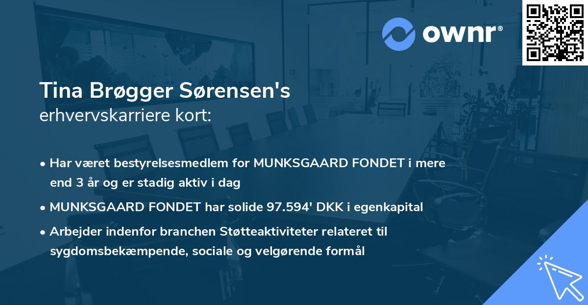 Tina Brøgger Sørensen's erhvervskarriere kort