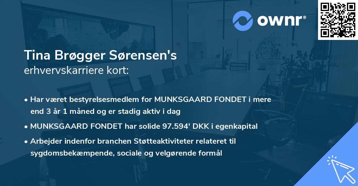 Tina Brøgger Sørensen's erhvervskarriere kort