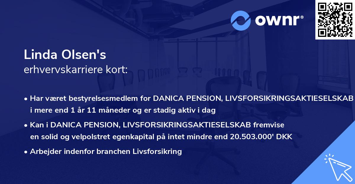 Linda Olsen's erhvervskarriere kort