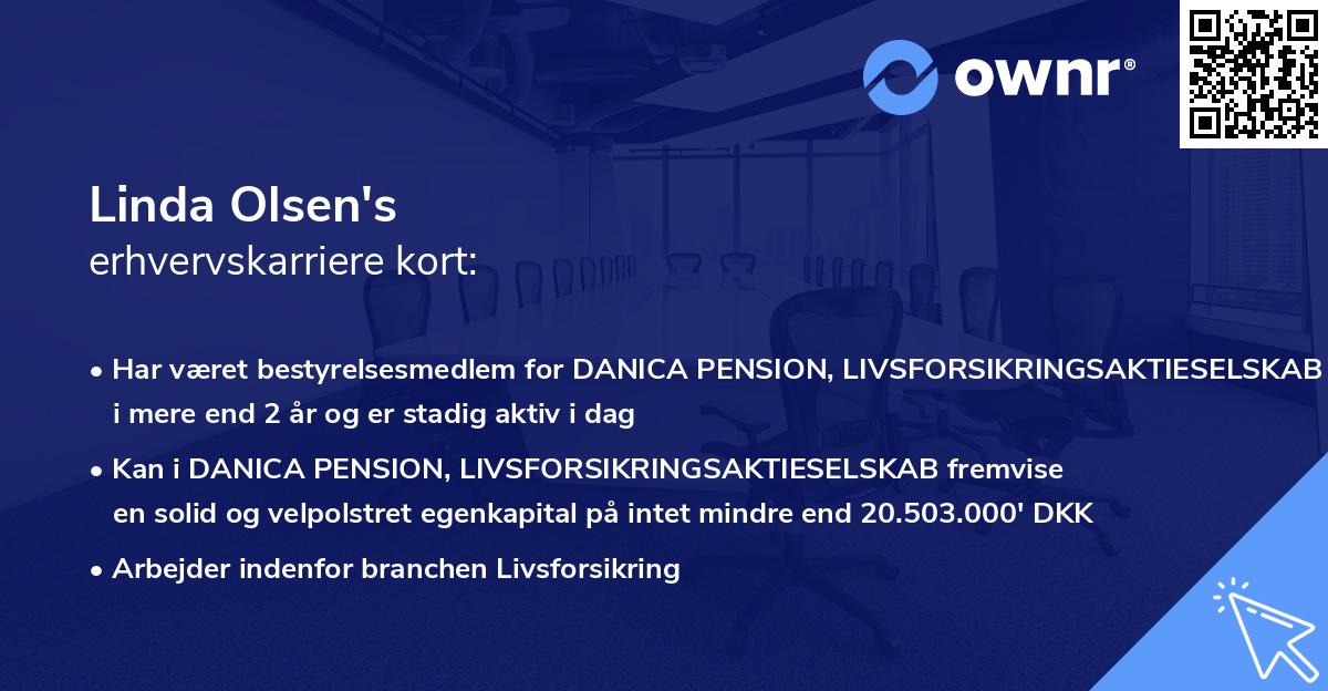 Linda Olsen's erhvervskarriere kort