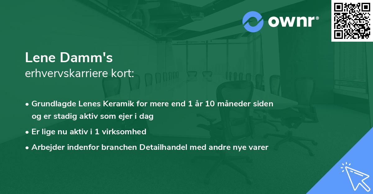 Lene Damm's erhvervskarriere kort