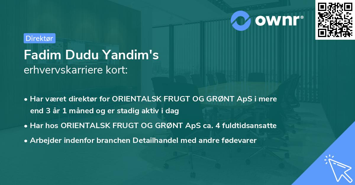 Fadim Dudu Yandim's erhvervskarriere kort