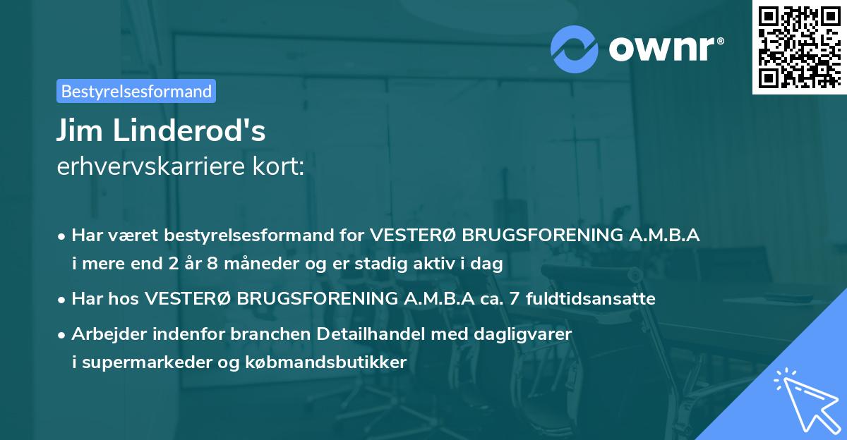Jim Linderod's erhvervskarriere kort