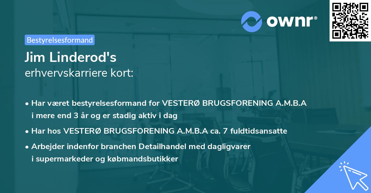 Jim Linderod's erhvervskarriere kort
