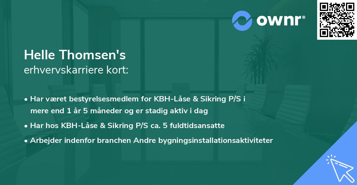 Helle Thomsen's erhvervskarriere kort