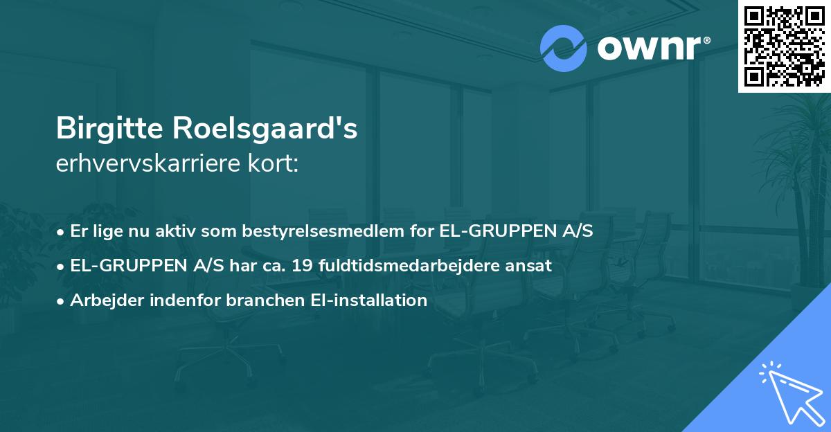 Birgitte Roelsgaard's erhvervskarriere kort