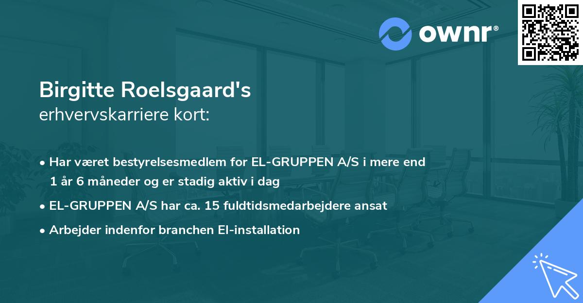Birgitte Roelsgaard's erhvervskarriere kort