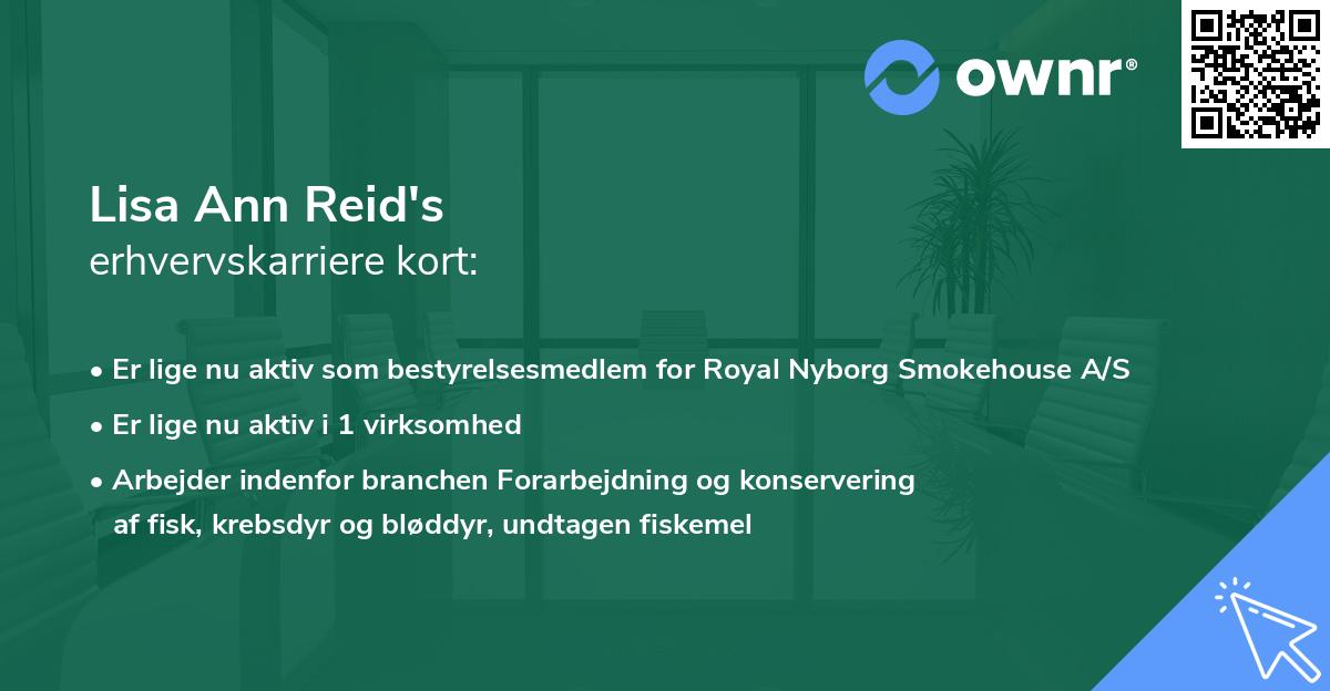 Lisa Ann Reid's erhvervskarriere kort