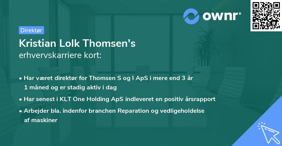 Kristian Lolk Thomsen's erhvervskarriere kort
