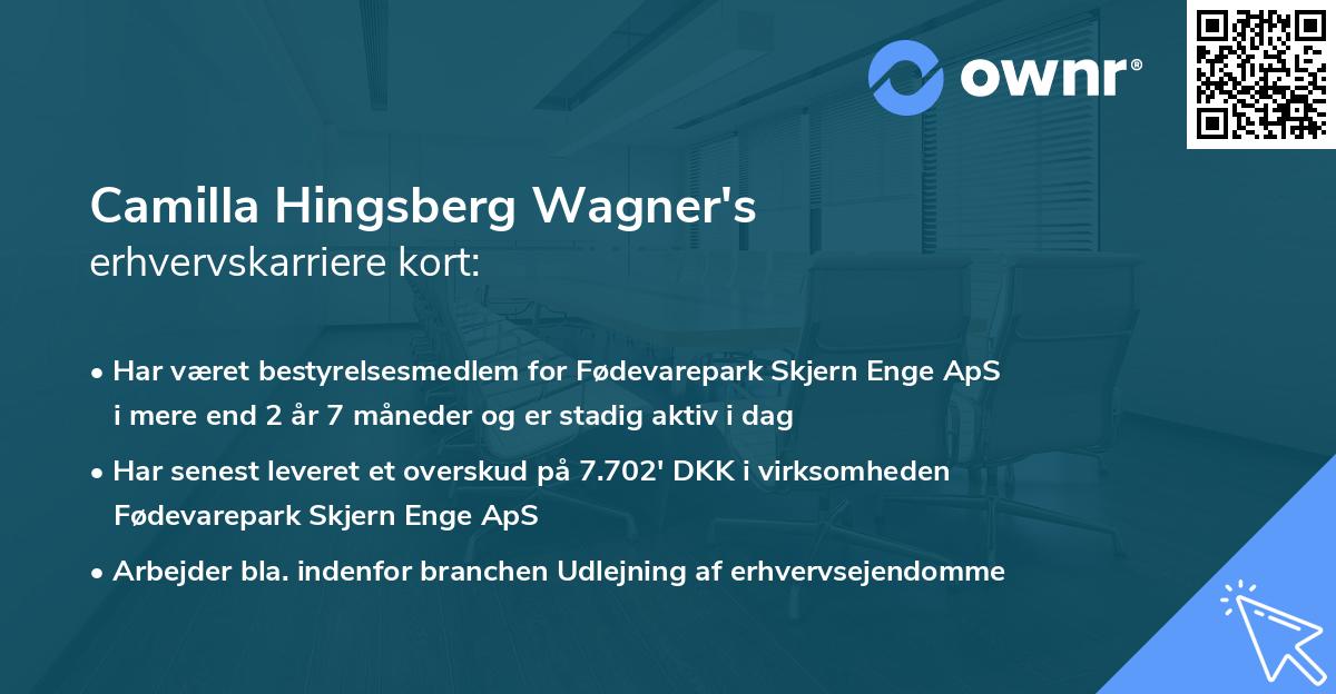 Camilla Hingsberg Wagner's erhvervskarriere kort